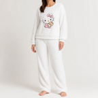 Priya | Womens Fleece Pyjamas Warm Winter Loungewear Set, White