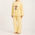 Priya | Womens Fleece Pyjamas Warm Winter Loungewear Set, Yellow