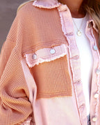 Quinn | Womens Quilted Waffle Knit Cropped Jacket, Light Pink