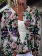 Raegan | Womens Printed Knit Cardigan Loose Long Sleeve Round Neck Sweater