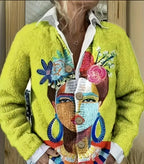 Raegan | Womens Printed Knit Cardigan Loose Long Sleeve Round Neck Sweater