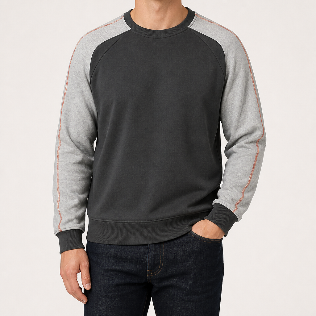 Randolph | Mens Round Neck Knit Sweater Loose Pullover Base Layer, Grey