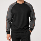Randolph | Mens Round Neck Knit Sweater Loose Pullover Base Layer, Black