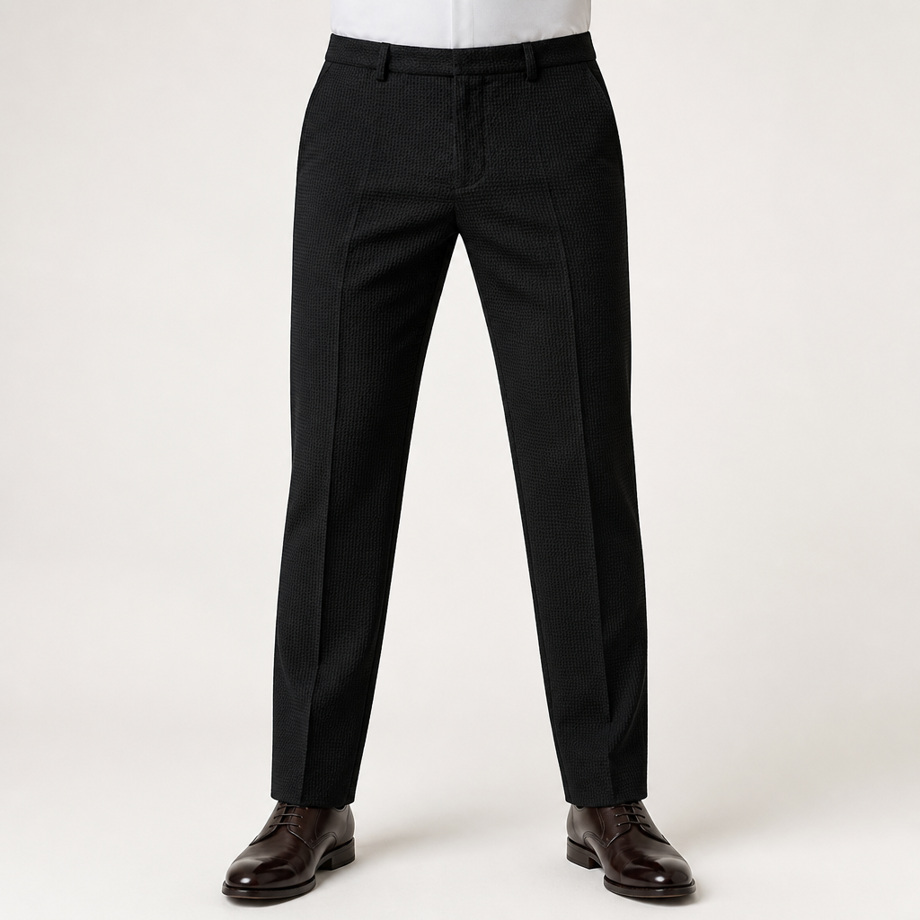 Ray | Mens Dress Slim Fit Tapered Business Formal Pants, Black