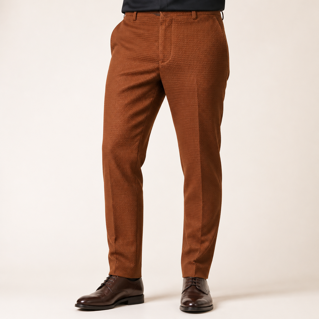 Ray | Mens Dress Slim Fit Tapered Business Formal Pants, Brown