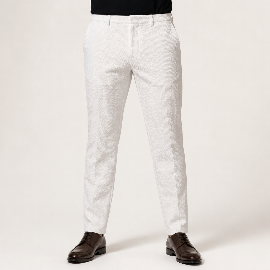 Ray | Mens Dress Slim Fit Tapered Business Formal Pants, White