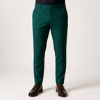 Ray | Mens Dress Slim Fit Tapered Business Formal Pants, Dark Green