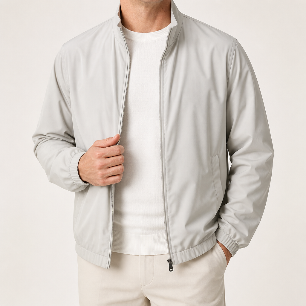Raymond | Mens Bomber Jacket Reversible Windproof Stand Collar Fall Coat, Rice Brown