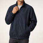 Raymond | Mens Bomber Jacket Reversible Windproof Stand Collar Fall Coat, Gentleman Blue