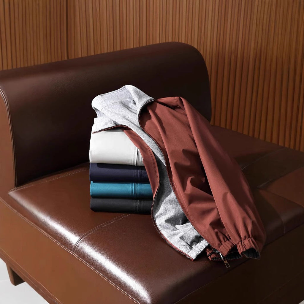 Raymond | Mens Bomber Jacket Reversible Windproof Stand Collar Fall Coat