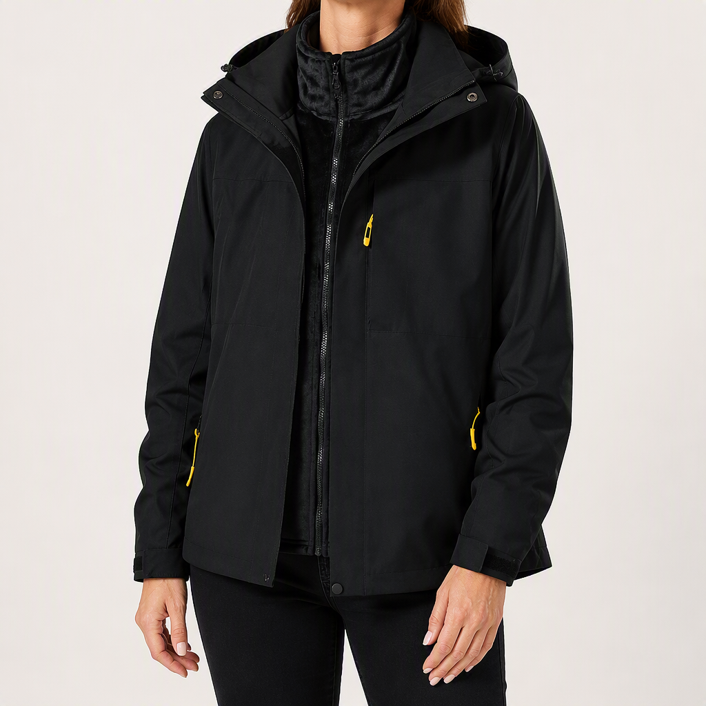 Reagan | Womens Waterproof Windproof Hooded 3-in-1 Jacket, Black 3