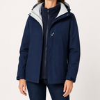 Reagan | Womens Waterproof Windproof Hooded 3-in-1 Jacket, Navy Blue