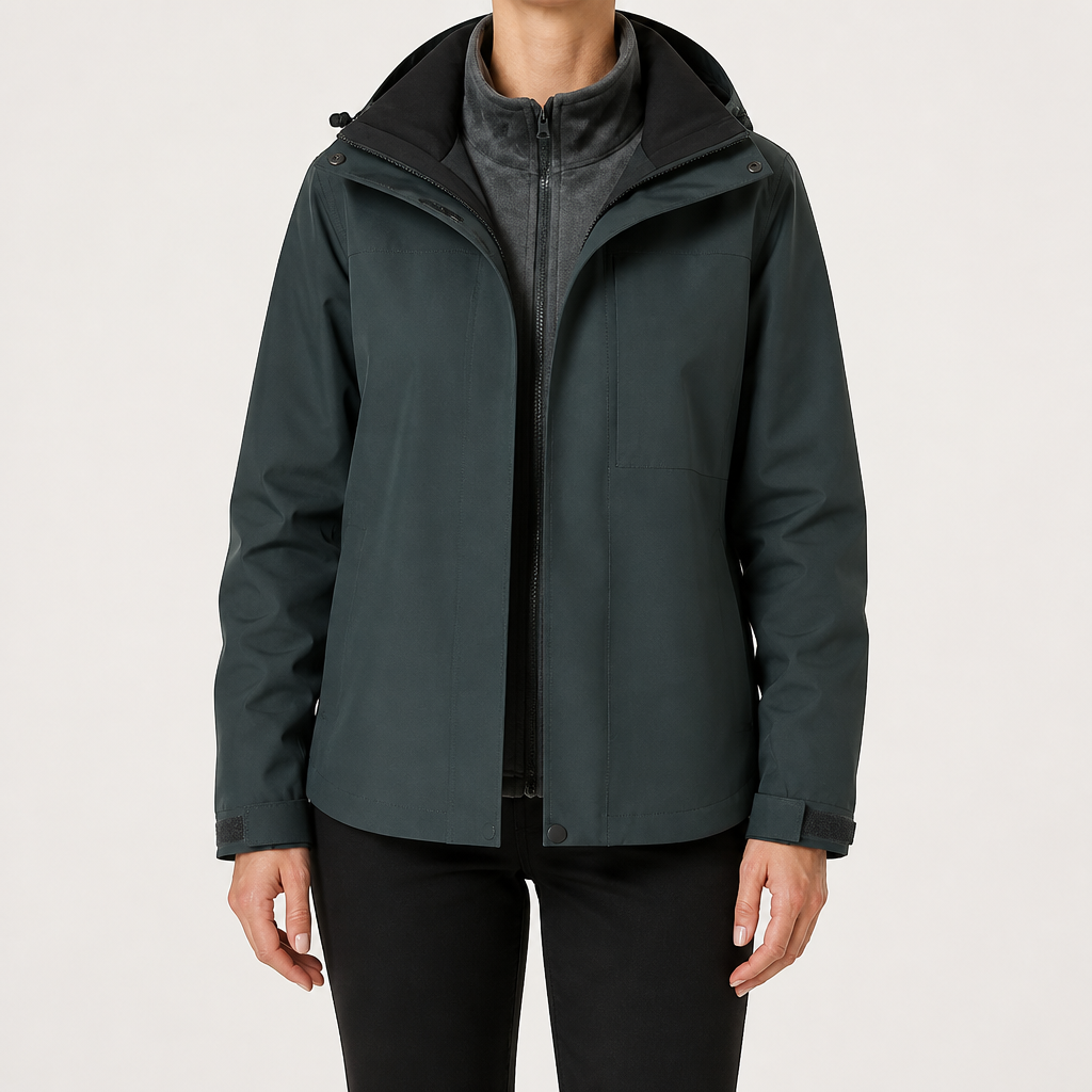 Reagan | Womens Waterproof Windproof Hooded 3-in-1 Jacket, Charcoal