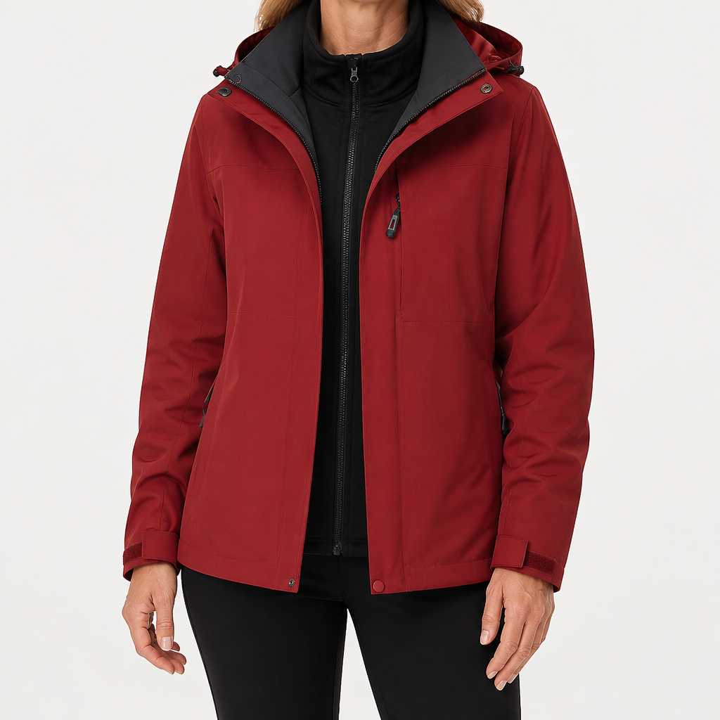 Reagan | Womens Waterproof Windproof Hooded 3-in-1 Jacket, Wine Red