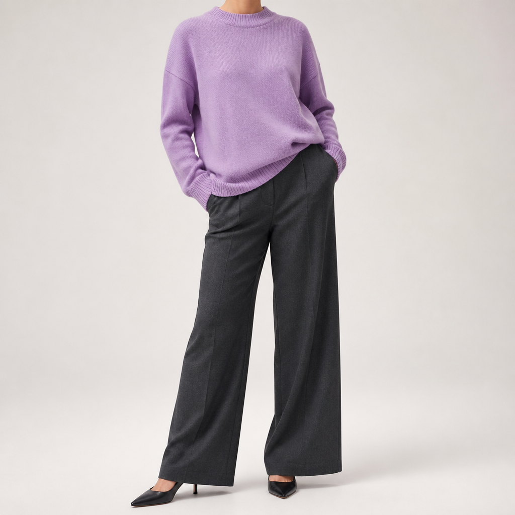 Reba | Womens Turtleneck Knit Long Sleeve Sweater, Purple