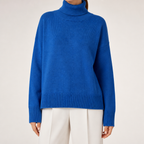 Reba | Womens Turtleneck Knit Long Sleeve Sweater, Blue