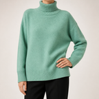 Reba | Womens Turtleneck Knit Long Sleeve Sweater, Cyan