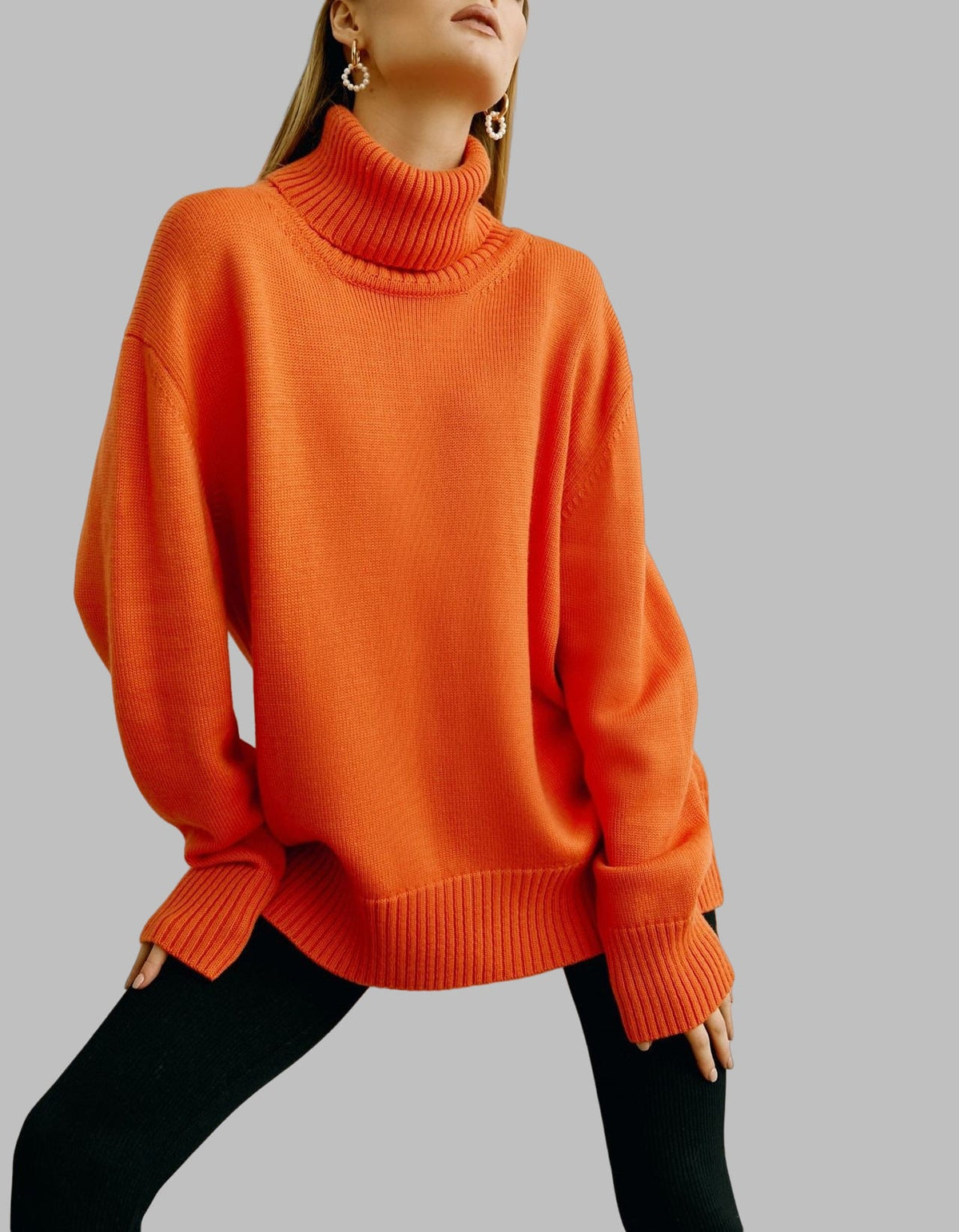 Reba | Womens Turtleneck Knit Long Sleeve Sweater