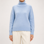 Reba | Womens Turtleneck Knit Long Sleeve Sweater, Light Blue