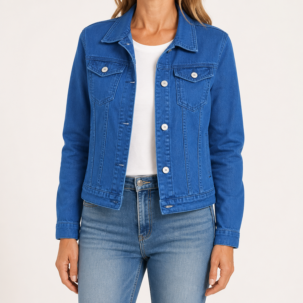 Rebecca | Womens Cropped Denim Jacket, Navy Blue