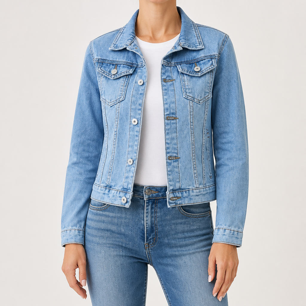Rebecca | Womens Cropped Denim Jacket, Light Blue