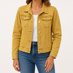 Rebecca | Womens Cropped Denim Jacket, Mustard