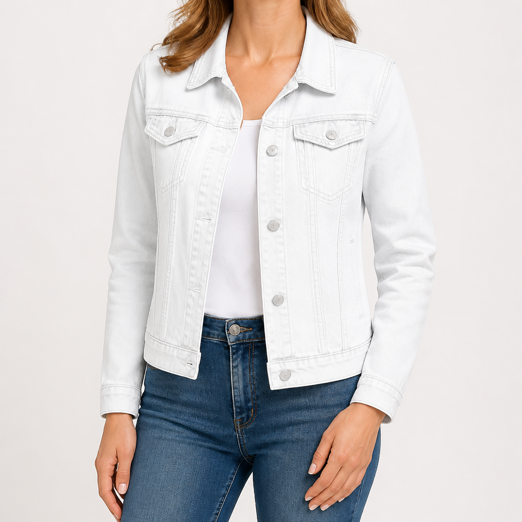 Rebecca | Womens Cropped Denim Jacket, White