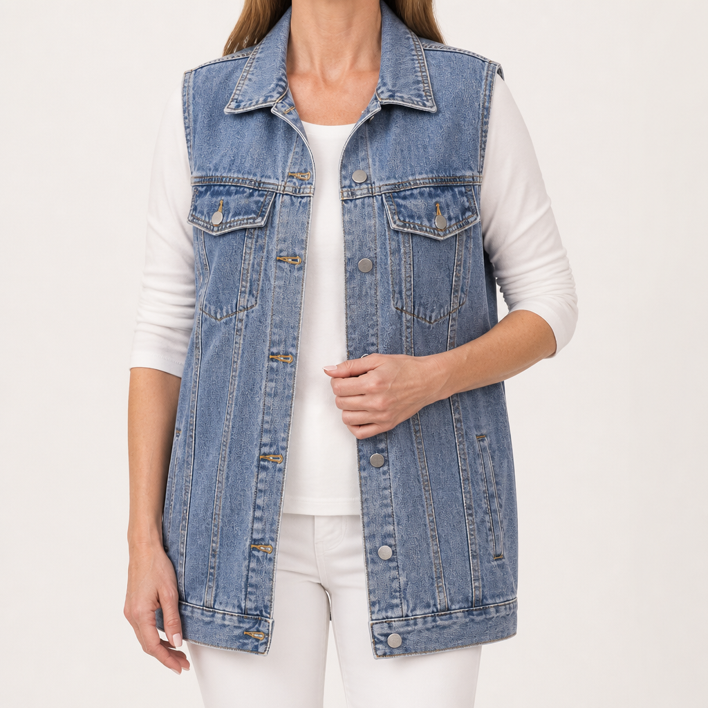 Reese | Womens Vintage Sleeveless Denim Vest, Blue
