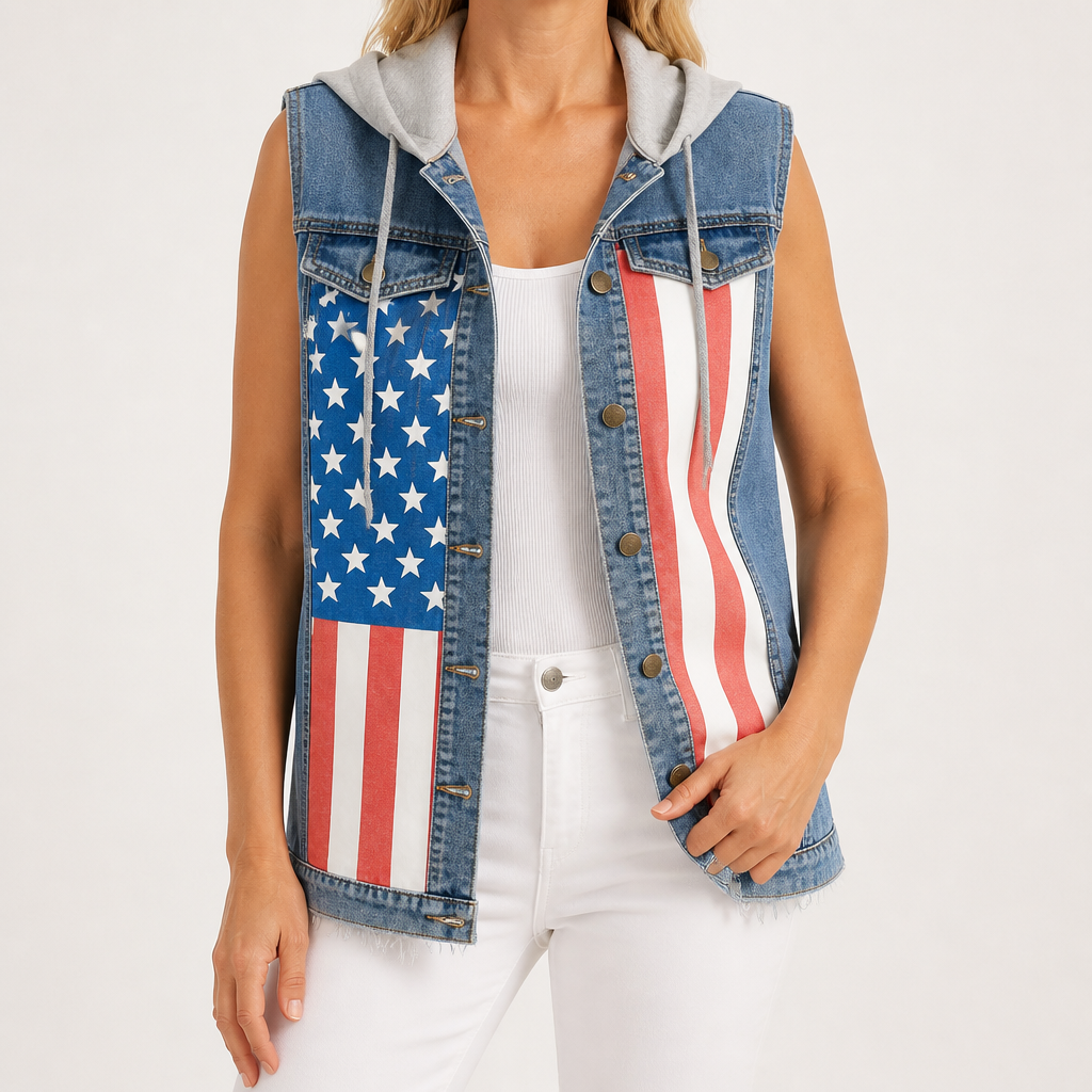 Reese | Womens Vintage Sleeveless Denim Vest, Blue 4