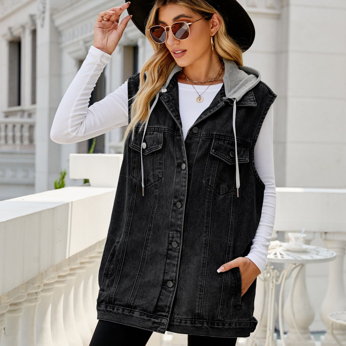 Reese | Womens Vintage Sleeveless Denim Vest