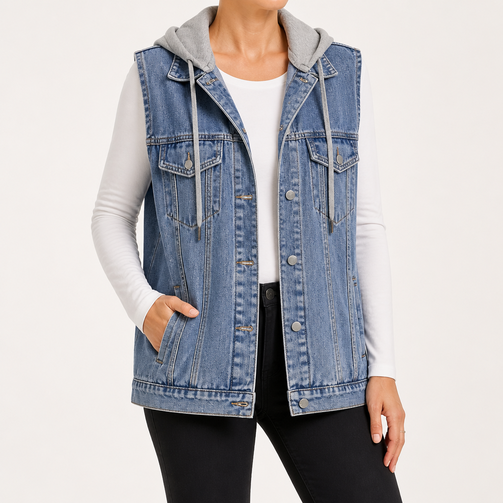 Reese | Womens Vintage Sleeveless Denim Vest, Blue 2