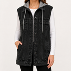 Reese | Womens Vintage Sleeveless Denim Vest, Charcoal 2