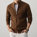 Reginald | Mens Jacquard Knit Cardigan Heavyweight Thick Jumper Jacket - 1