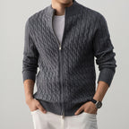 Reginald | Mens Jacquard Knit Cardigan Heavyweight Thick Jumper Jacket - 2