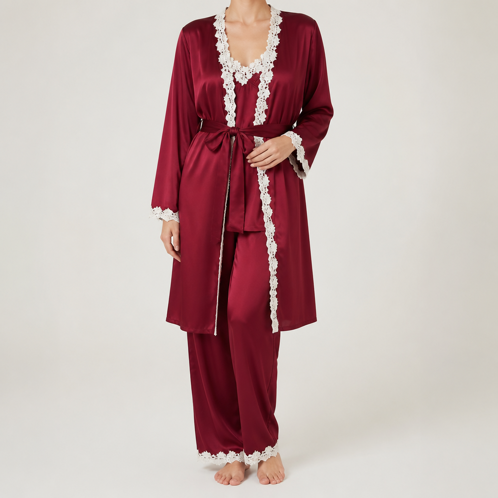 Remi | Womens Cami Two Piece Sleepwear Pajama Set, Wine Red
