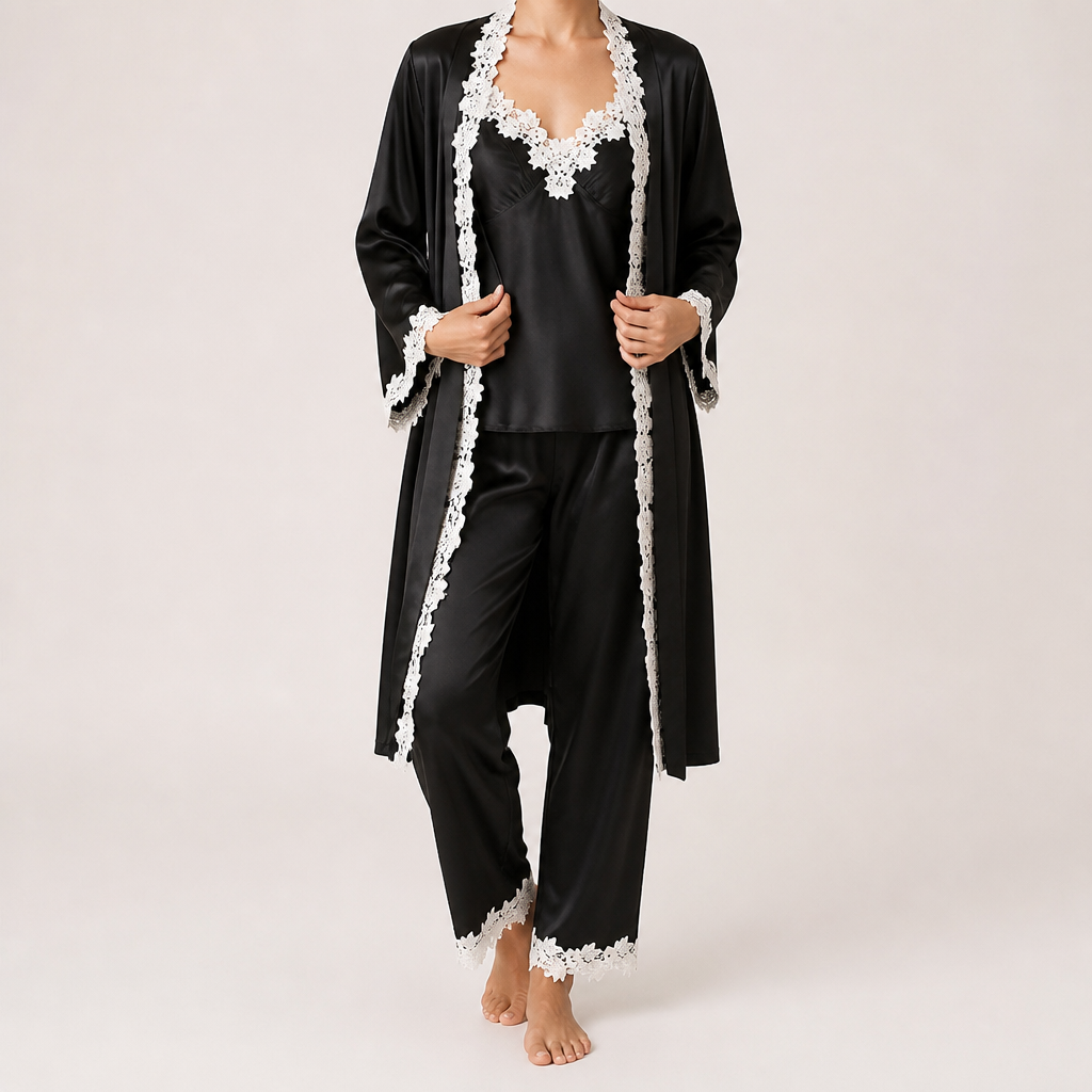 Remi | Womens Cami Two Piece Sleepwear Pajama Set, Black