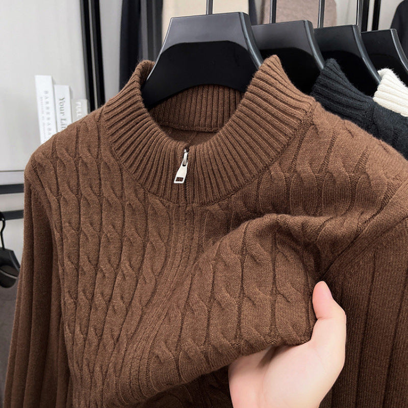 Remy | Mens Heavyweight Jacquard Knit Cardigan Sweater Thick Warm Jacket