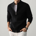 Remy | Mens Heavyweight Jacquard Knit Cardigan Sweater Thick Warm Jacket