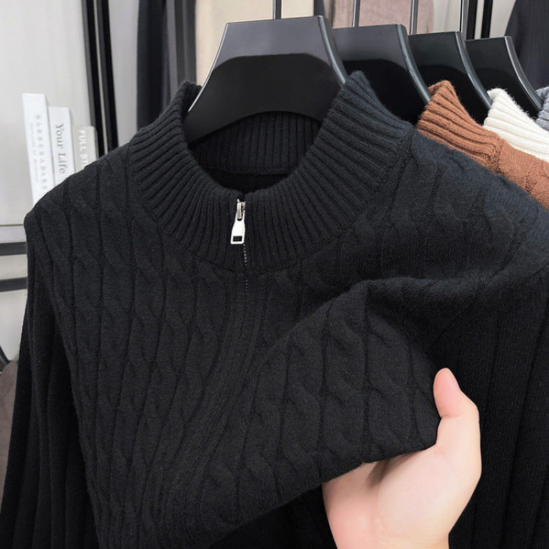 Remy | Mens Heavyweight Jacquard Knit Cardigan Sweater Thick Warm Jacket