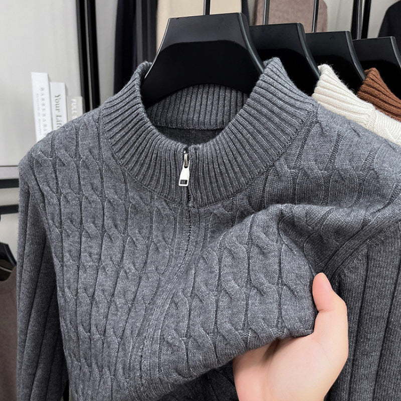 Remy | Mens Heavyweight Jacquard Knit Cardigan Sweater Thick Warm Jacket