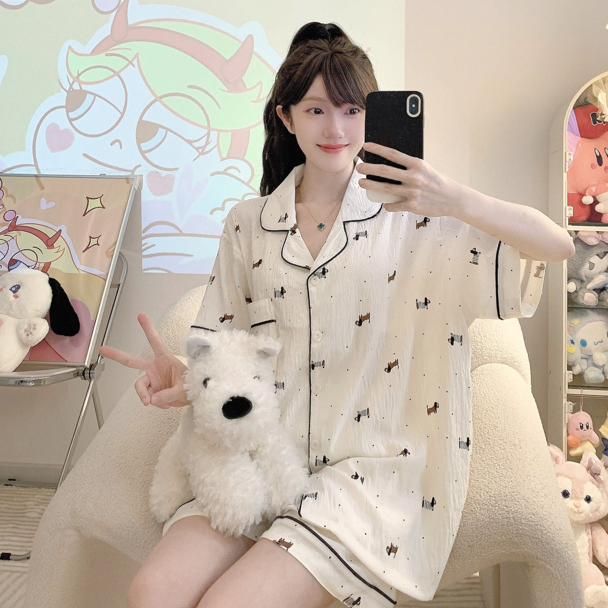Rena | Womens Cotton Three Piece Loungewear Pajama Set