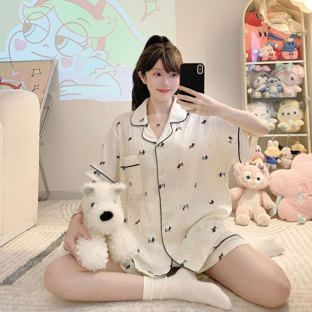Rena | Womens Cotton Three Piece Loungewear Pajama Set