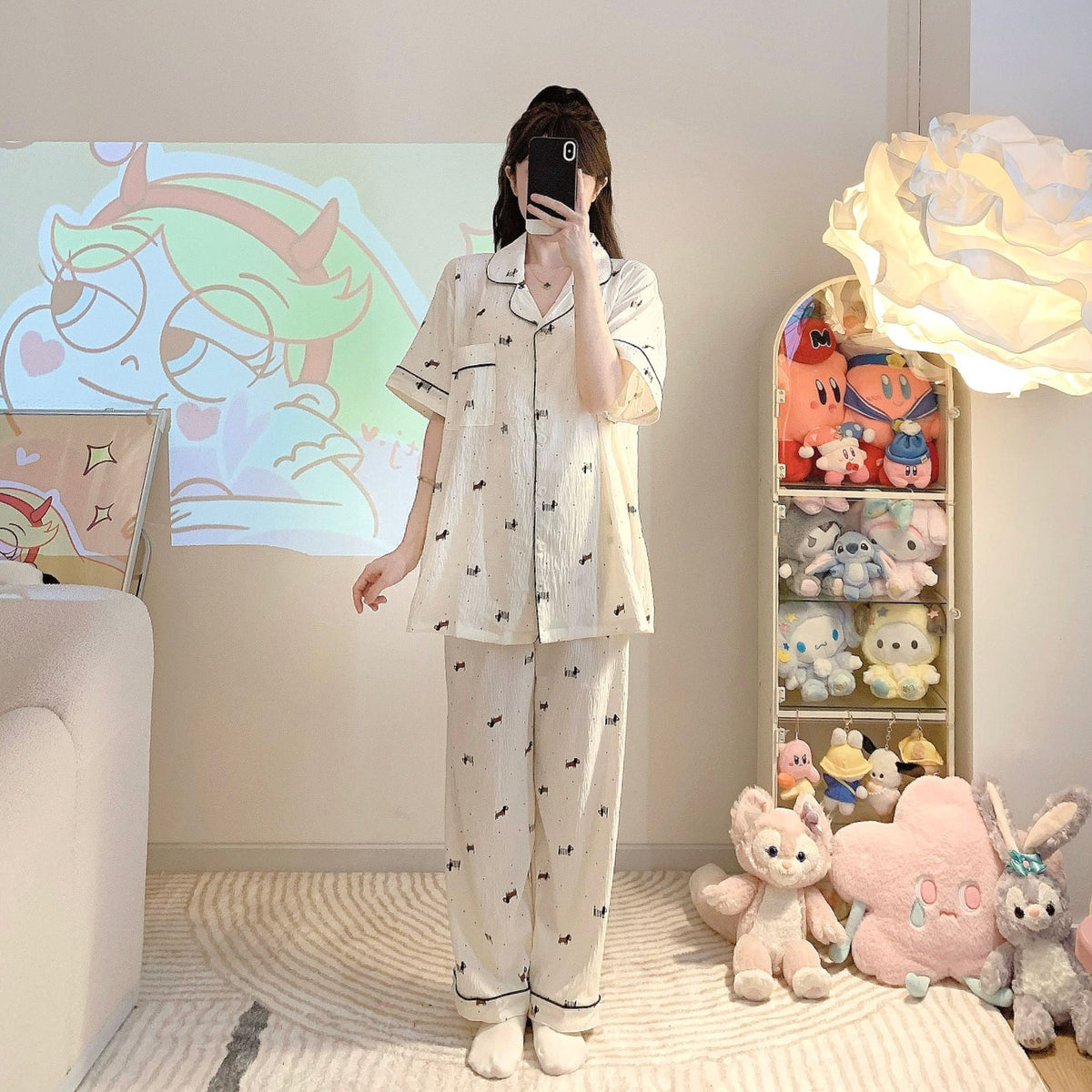 Rena | Womens Cotton Three Piece Loungewear Pajama Set