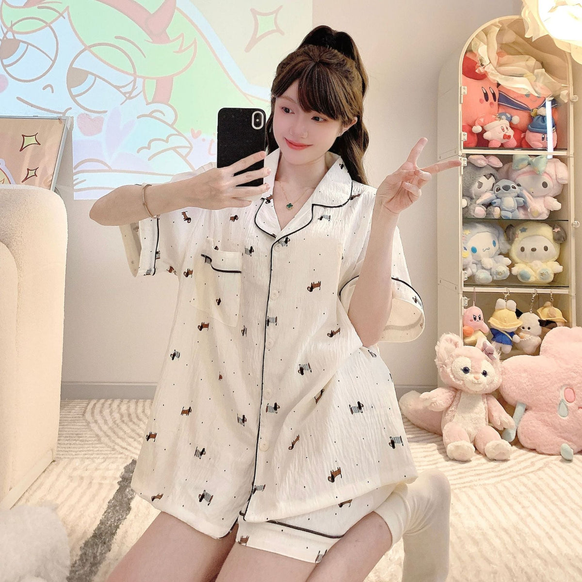 Rena | Womens Cotton Three Piece Loungewear Pajama Set