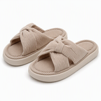 Wren | Womens Slippers House Indoor Open Toe Soft Sole Slippers Beige packshot