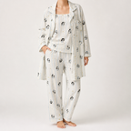 Rosalind | Womens Long Sleeve Button Up Cotton Pyjama Set Loungewear, Ivory 9
