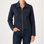 Freya | Womens Cropped Vintage Denim Jacket, Indigo Blue 2