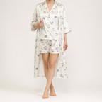 Odette | Womens Short Sleeve Satin Pyjama Set, Cream