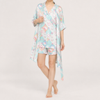 Odette | Womens Short Sleeve Satin Pyjama Set, Mint Green