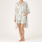 Odette | Womens Short Sleeve Satin Pyjama Set, Sage Green